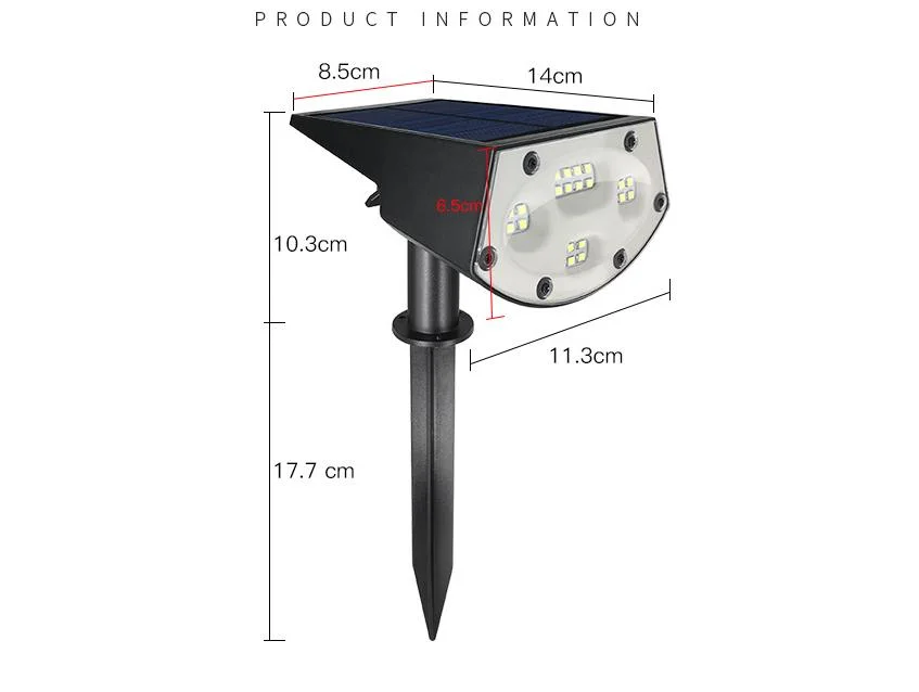 Solar Lights Outdoor, 20 LED Solar Landscape Spotlights Outdoor 2-in-1 Wireless Solar Powered Landscaping Lamps Adjustable LED Wall Lights for Garden, Driveway,